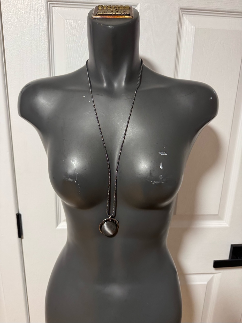 Long Black Pendant Necklace with Round Locket - Women Jewelry